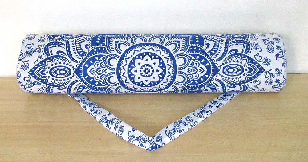 Blue Ombre Yoga Mat Carrier Bag Hippie Mandala Cotton Bag With Shoulder Strap US