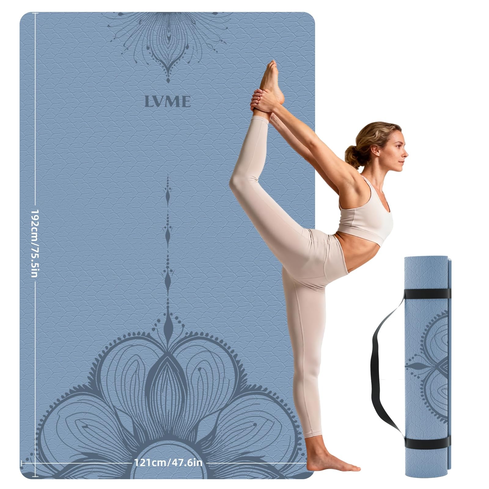 Large Yoga Mat (75.5&Prime;x47.6&Prime;x0.4&Prime;）Extra Wide & Thick 10mm