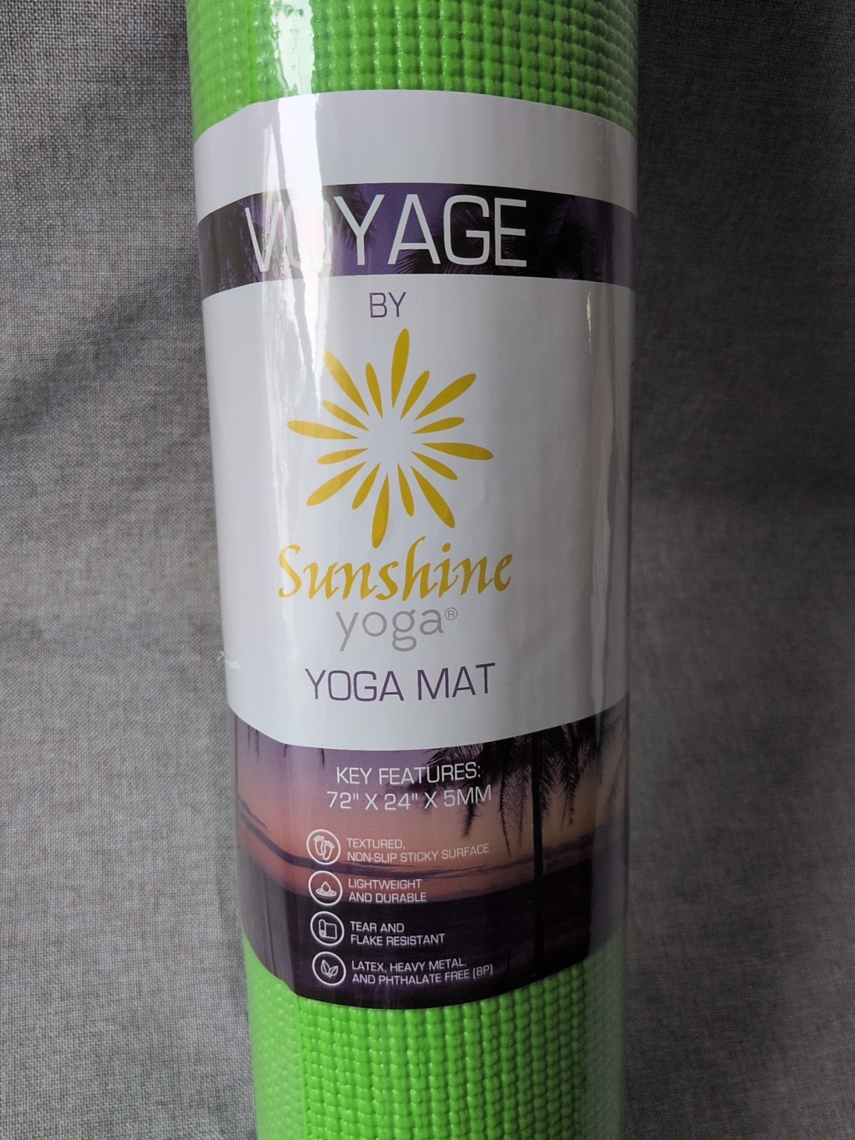 Voyage By Sunshine Yoga Mat Green 72”x24”x5mm Textured Brand New Sealed NWT