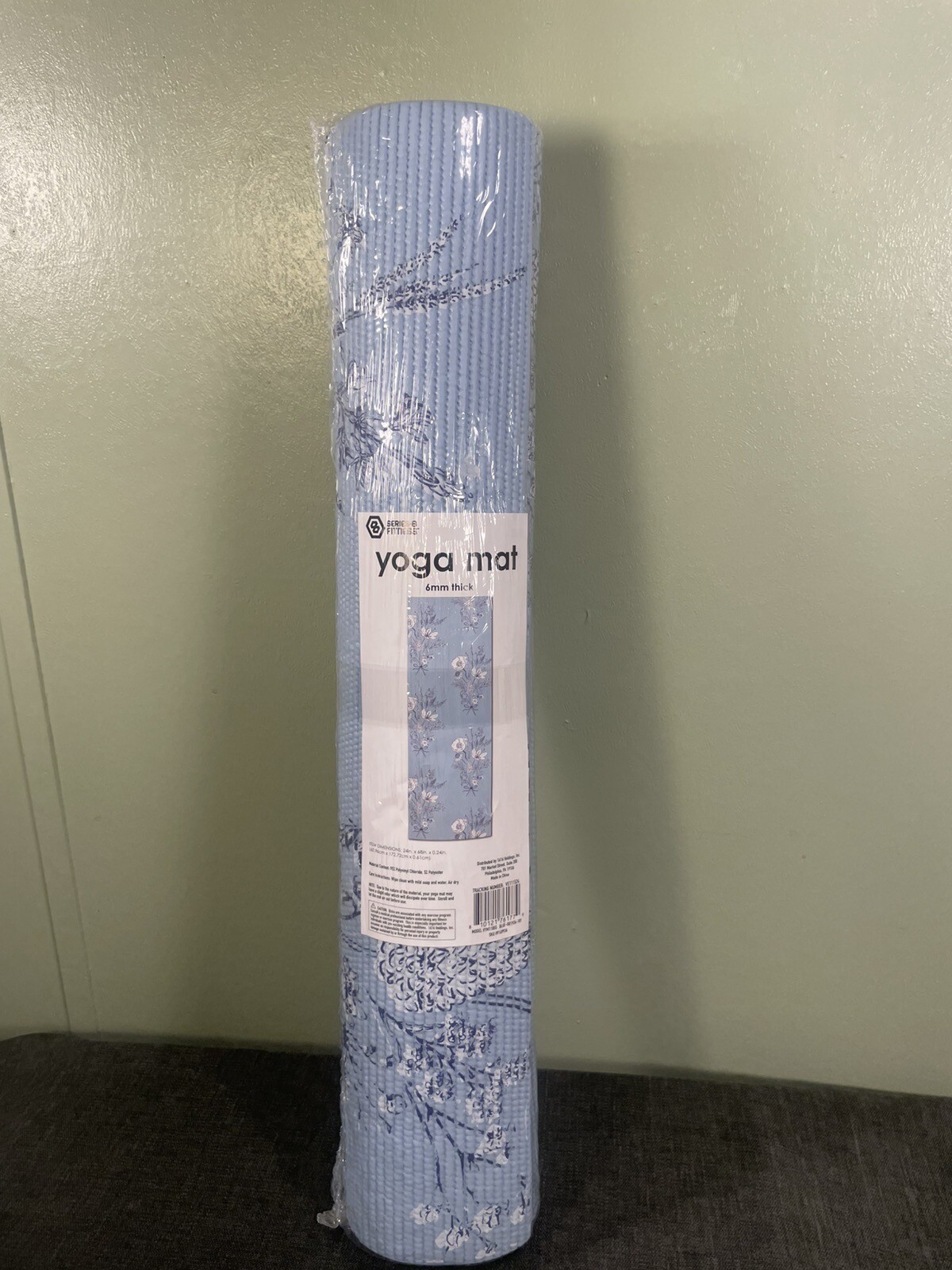 Series-8 Fitness 6mm Thick Designer My Favorite Yoga Mat 24&Prime;x68&Prime; Blue W Flower