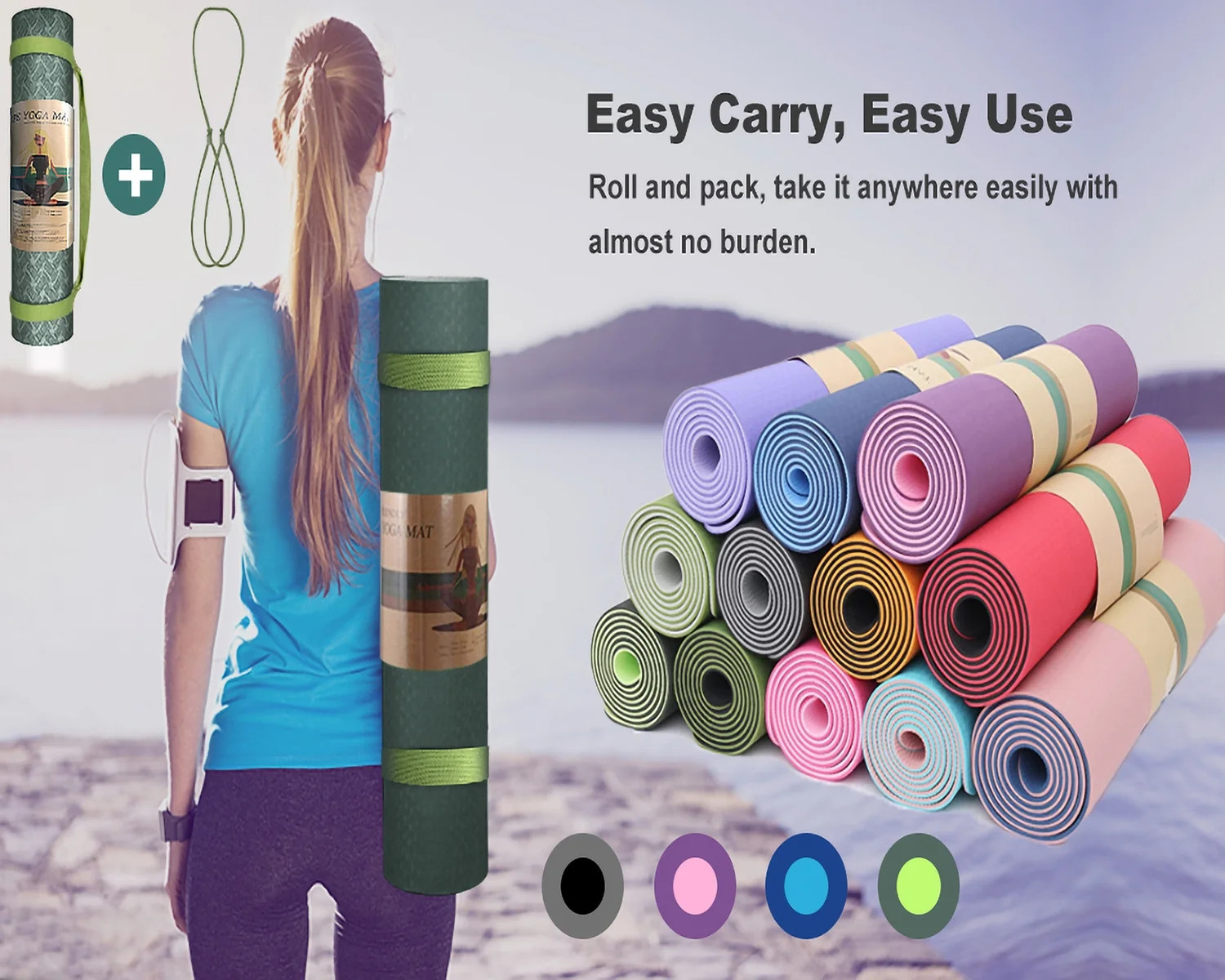 Yoga Mat 72 x 24 » Exercise Mats 8mm TPE Non-Slip Extra Thick High-Density