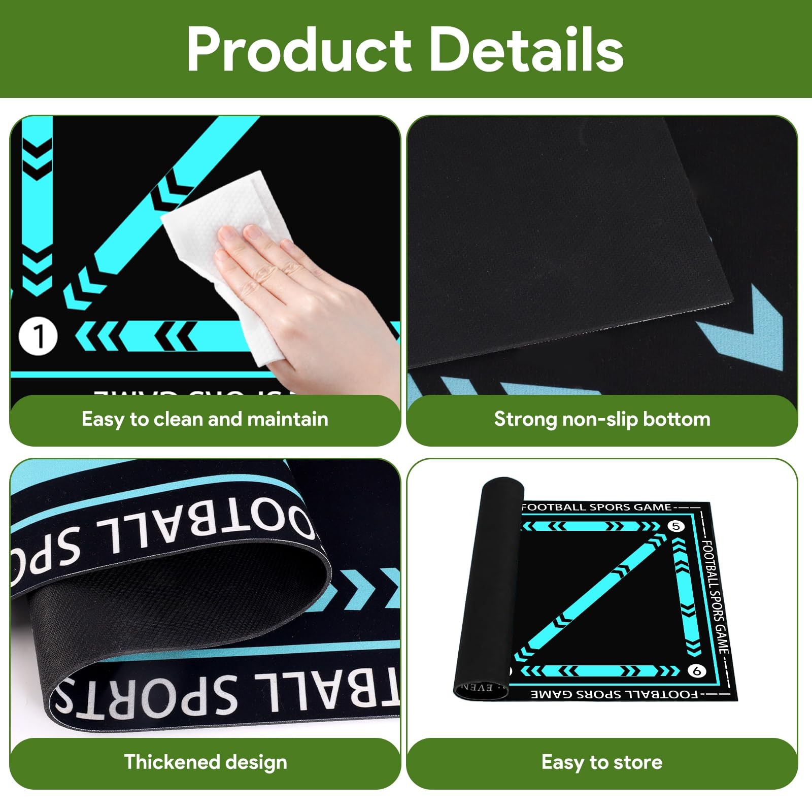 Football Training Mat, 90 x 60cm Soccer Mat, Non Slip Shock Absorbing Fu…