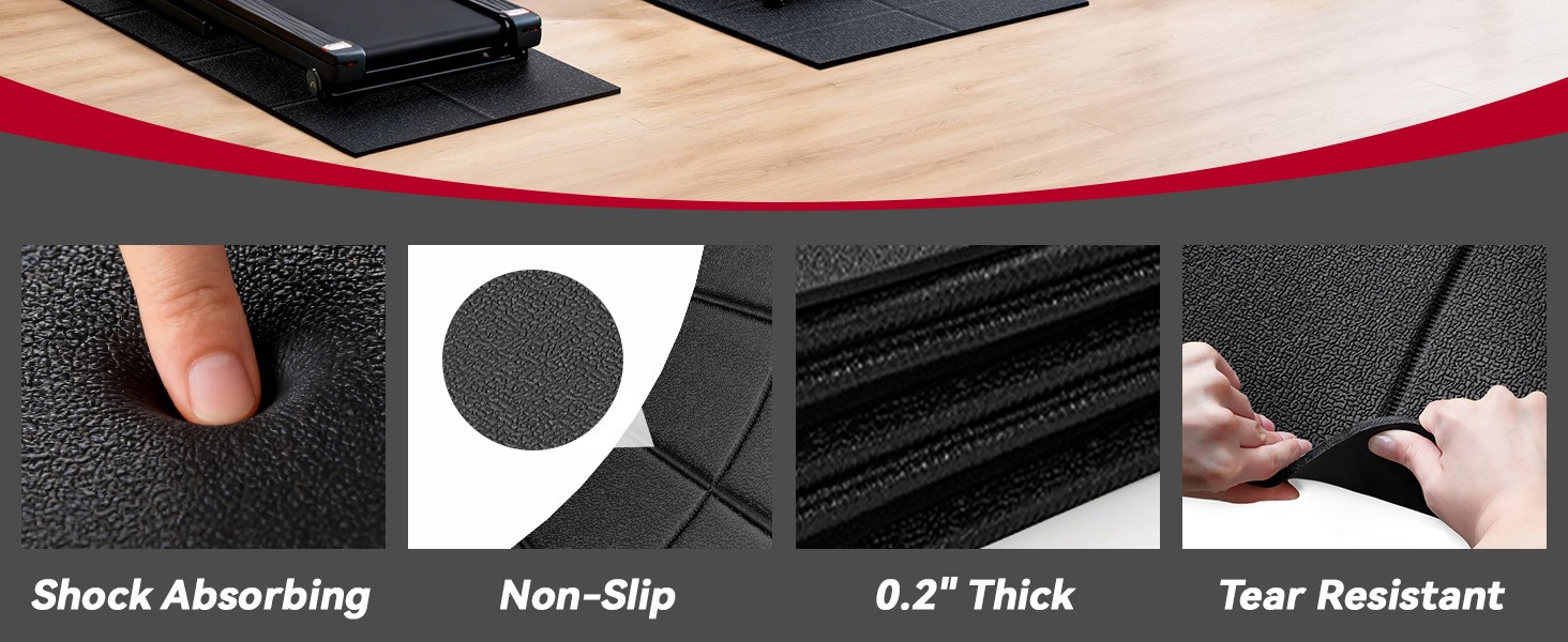 Walking Pad Mat for Carpet, Treadmill Mat for Hardwood Floors, High Density,