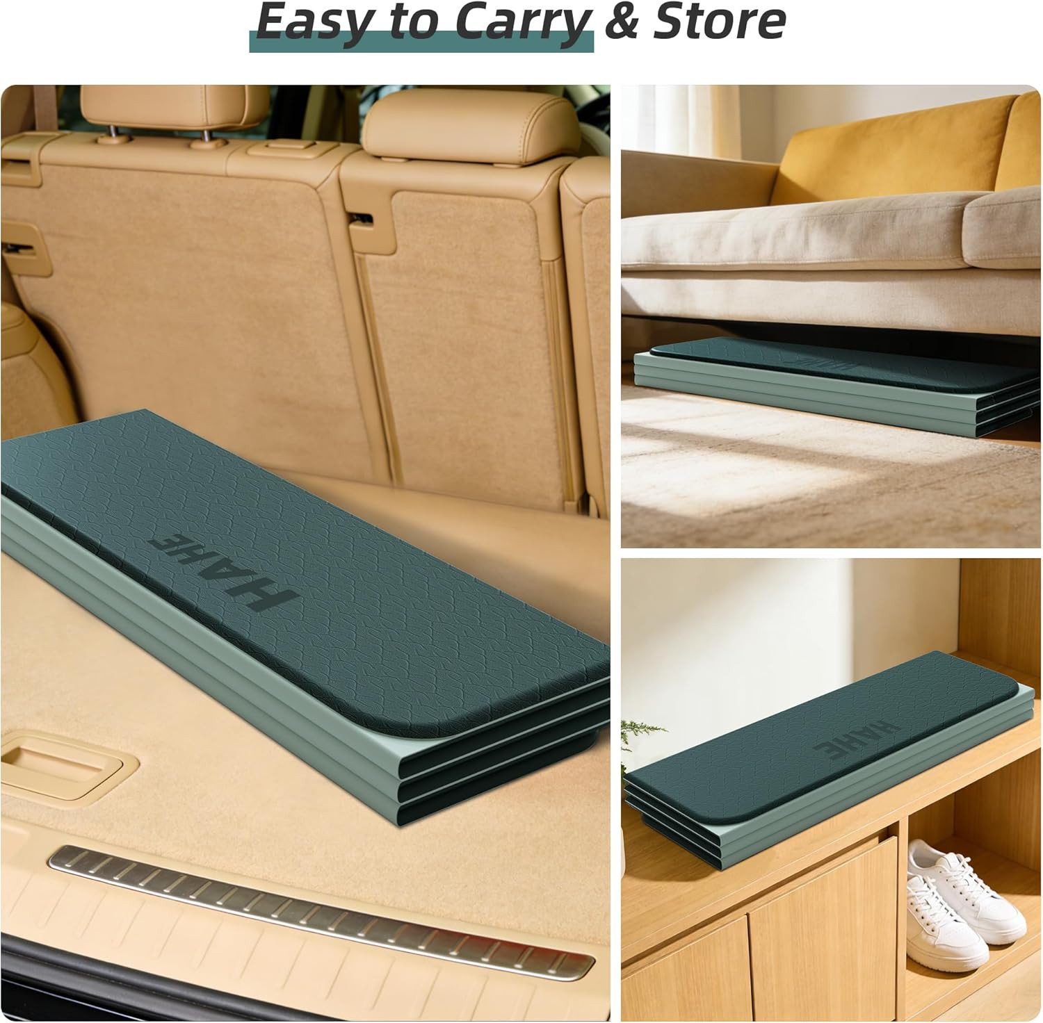 Foldable Yoga Exercise Mat, 74&Prime;Lx32&Prime;Wx1/3&Prime;Thick, TPE Multi-Purpose Workout Mats