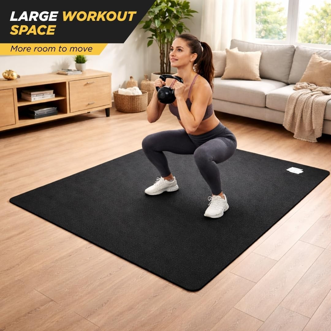 Oversized 6’ X 4’ Extra Large Workout Mat with Carry Bag & Straps — Heavy-Duty,