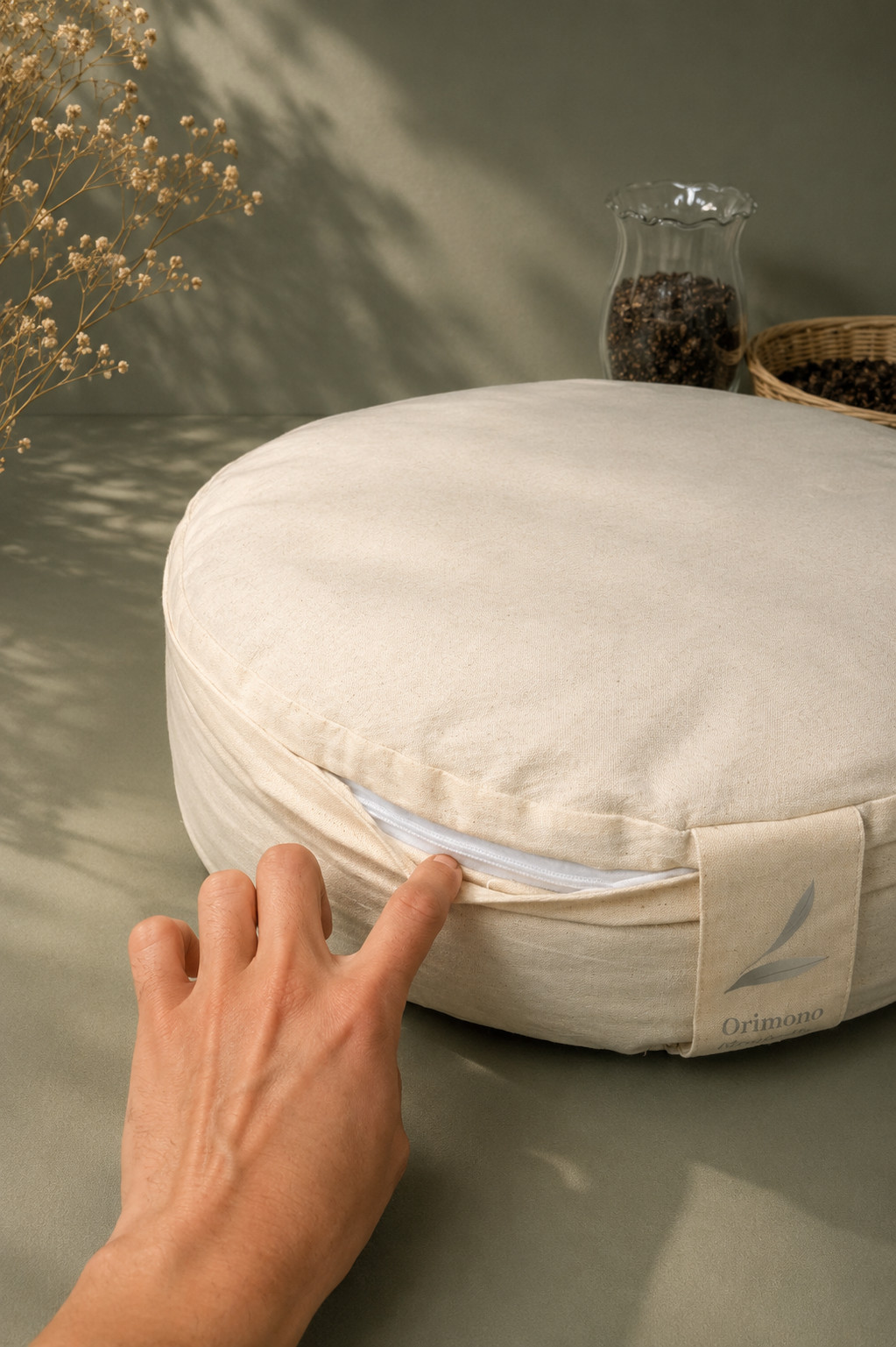 Cotton Zafu Meditation Pillow Buckwheat Hull Yoga Floor Cushion Sitting Posture