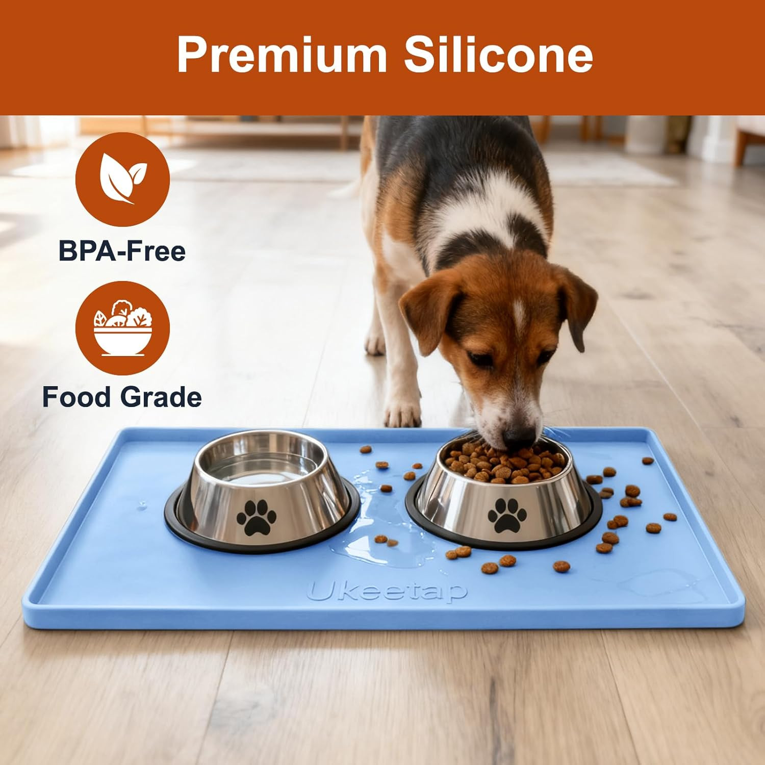 Extra Thick Silicone Mat Waterproof with Raised Edge 19” x 12”, BPA Free Non-Sli