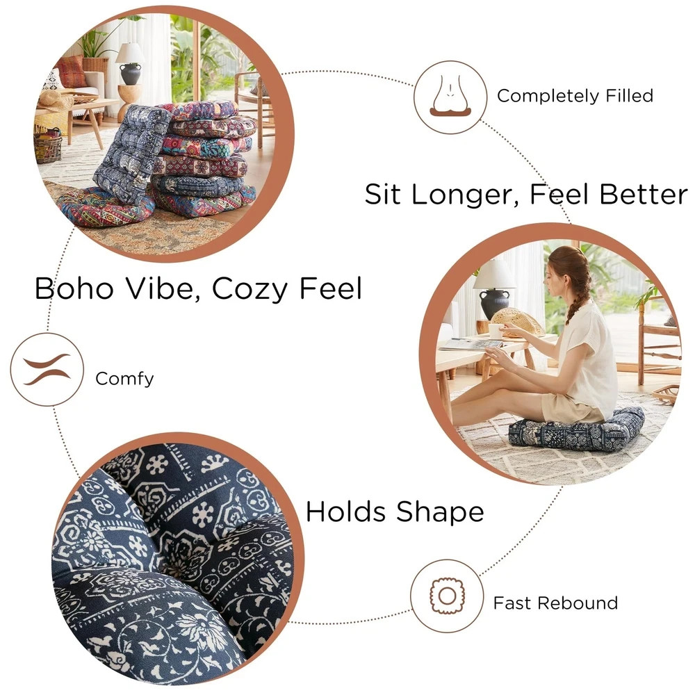 Meditation Floor Pillow Set of 2, Large Pillows Seating for Adults and Kids, …