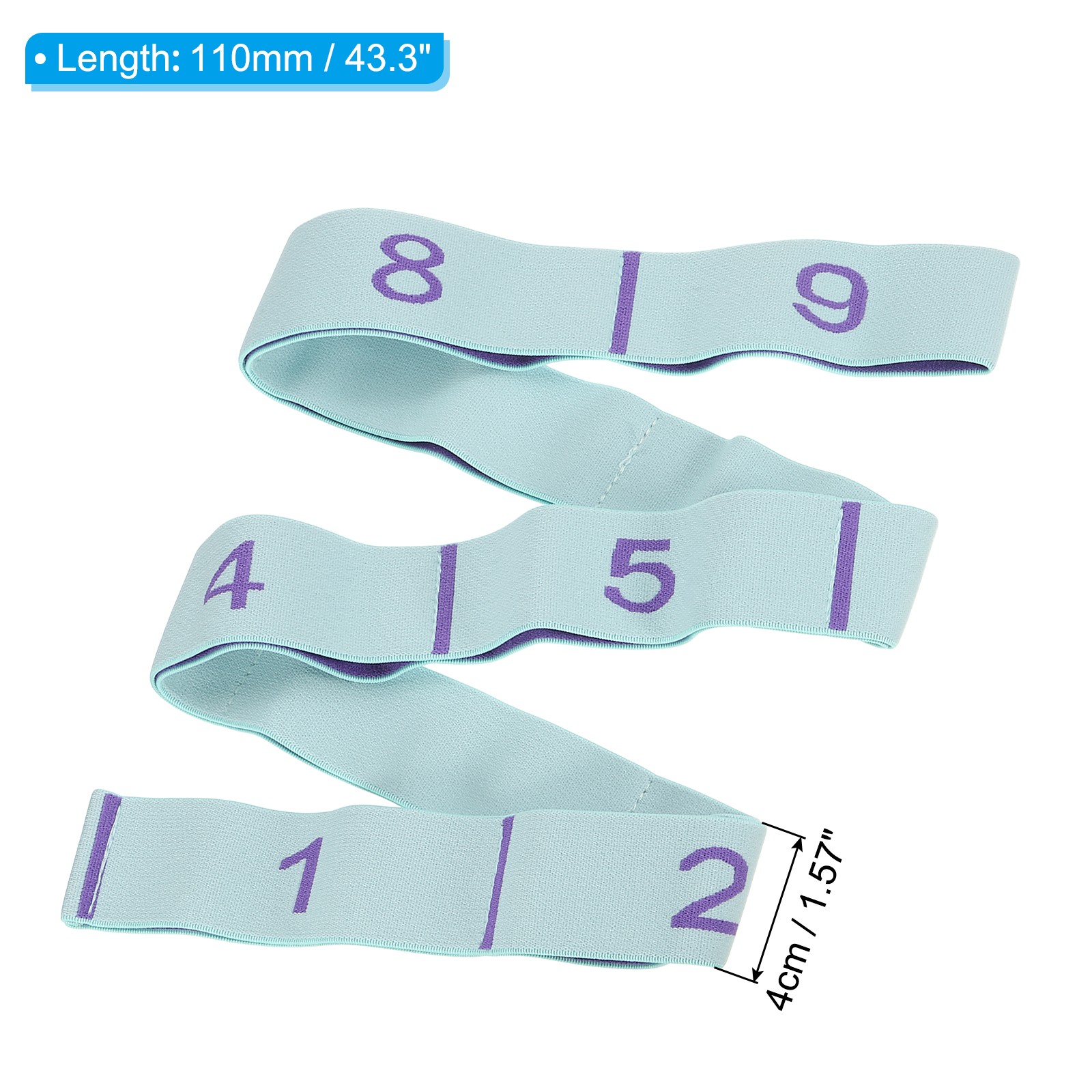 43.3 Inch 1 Pcs Exercise Bands Yoga Stretching Strap Latin Elastic Peacock Blue