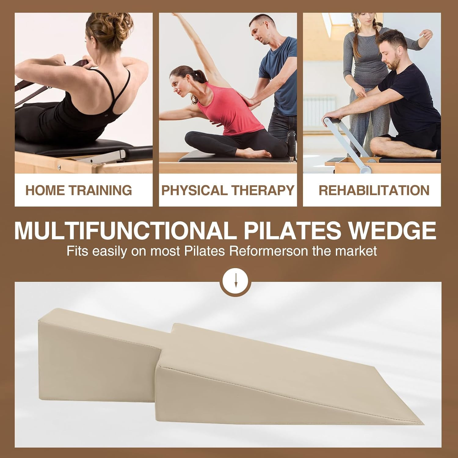Leisureking Large Upholstered Pilates Wedge for Pilates Reformer, Exercise Equip