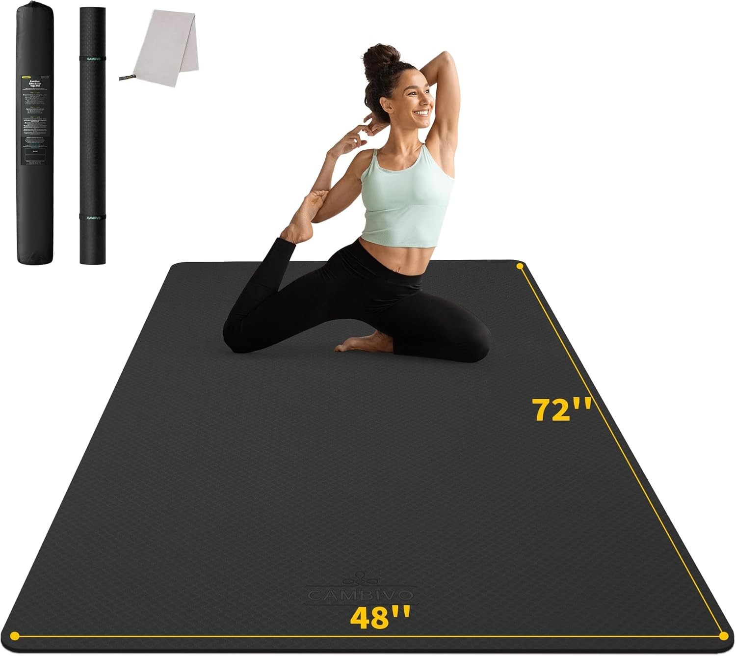 Extra Long 6&rsquo;x4&prime; Yoga Mat with Microfiber Towel – Ultimate Stability & Comfort