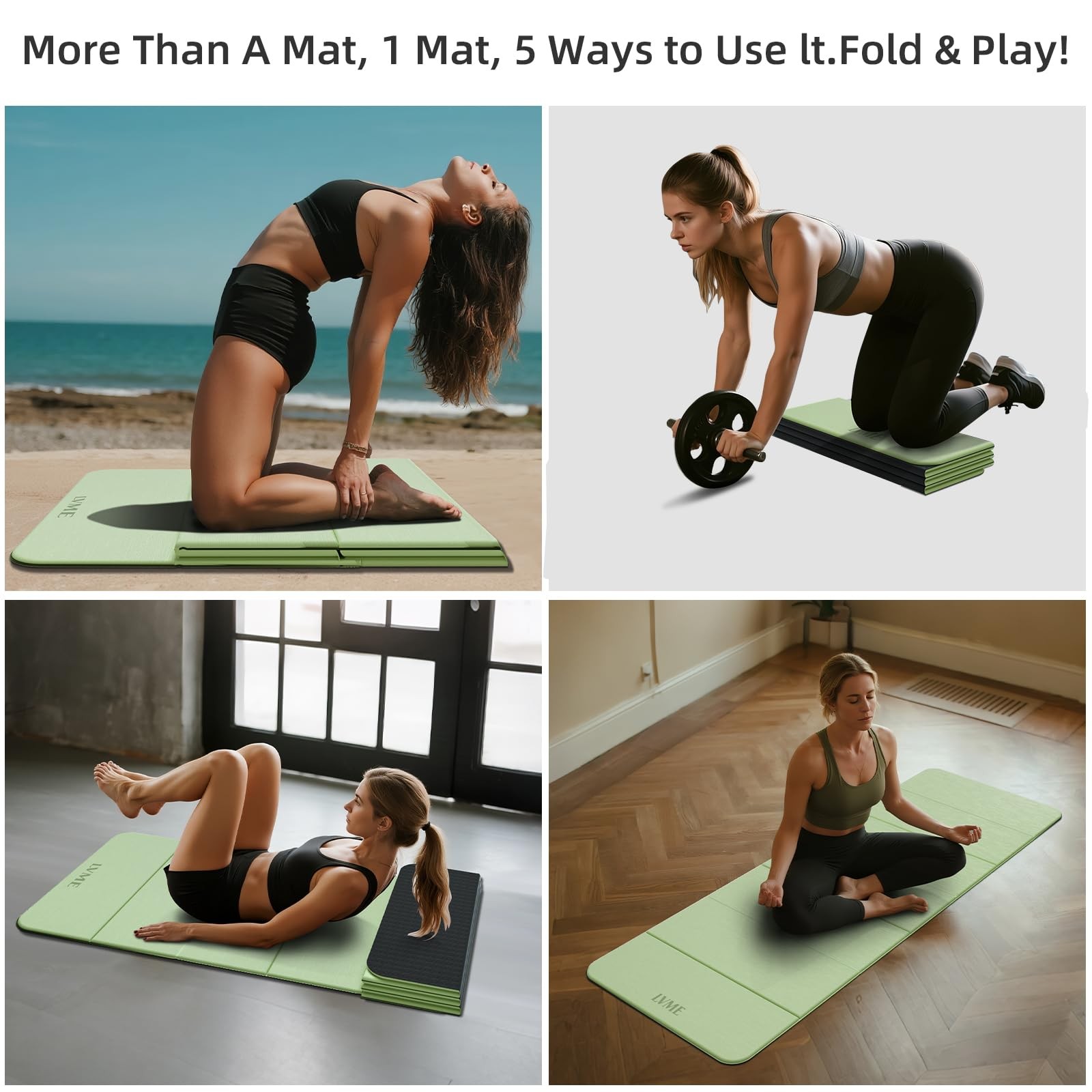 Foldable Yoga Mat 0.32 inches Thick(8mm), SGS Certified POE Material