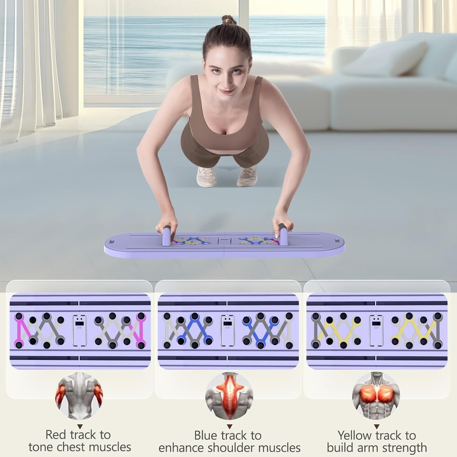 Foldable Pilates Board Home Gym Workout Set w/ Resistance Bands for Beginners
