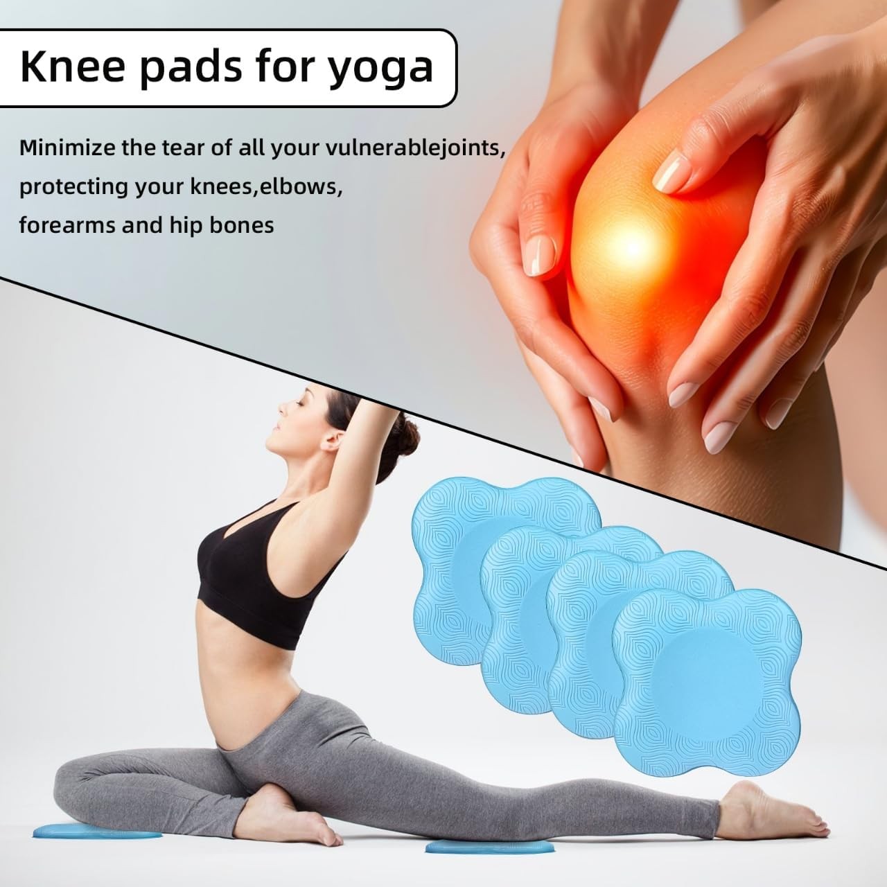 2 packs Yoga Knee Pad Mats Extra Thick for Knees Elbows Wrist Hands Head Foam