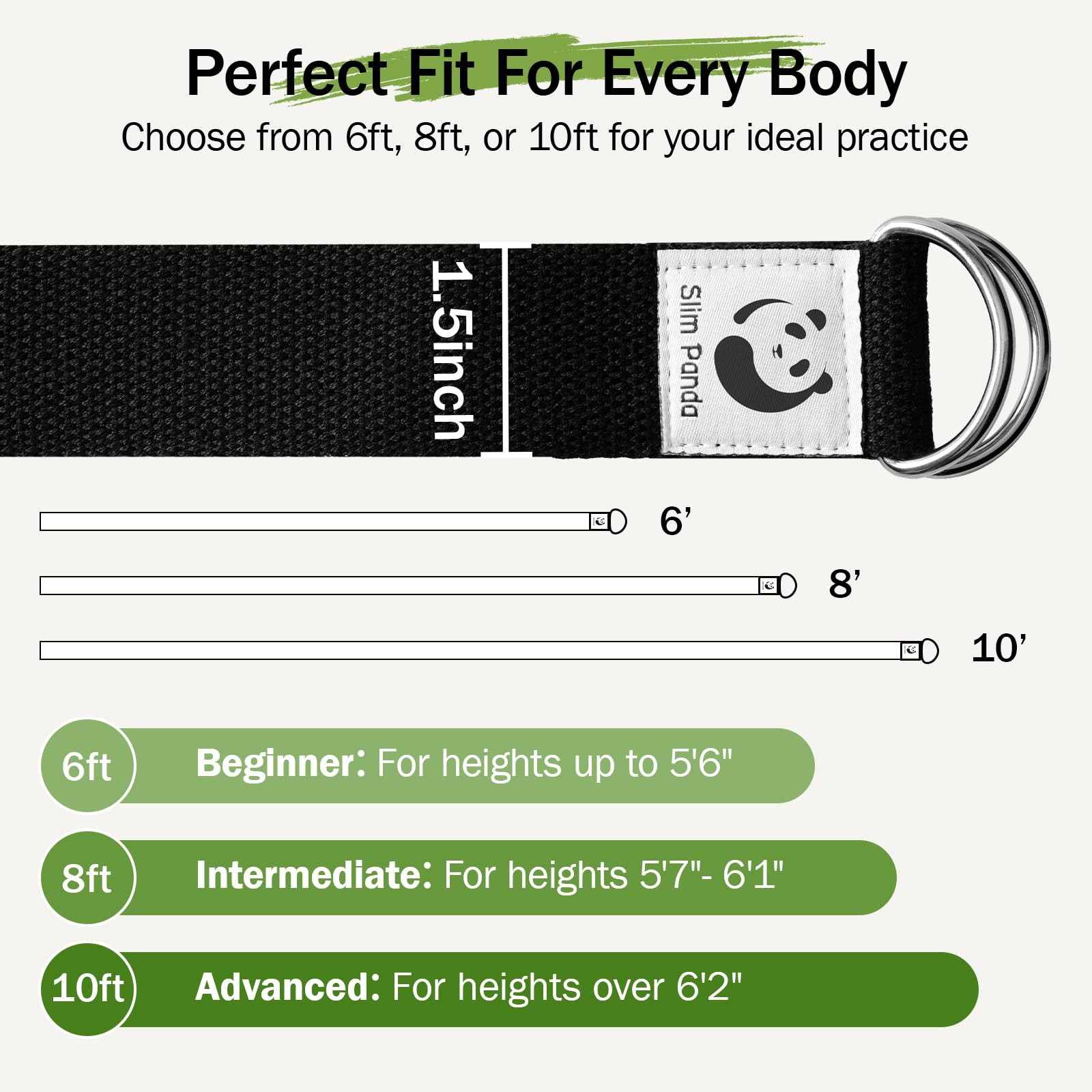 Yoga Strap for Stretching,Cotton Yoga Strap with Adjustable D-Ring Buckle,Non…