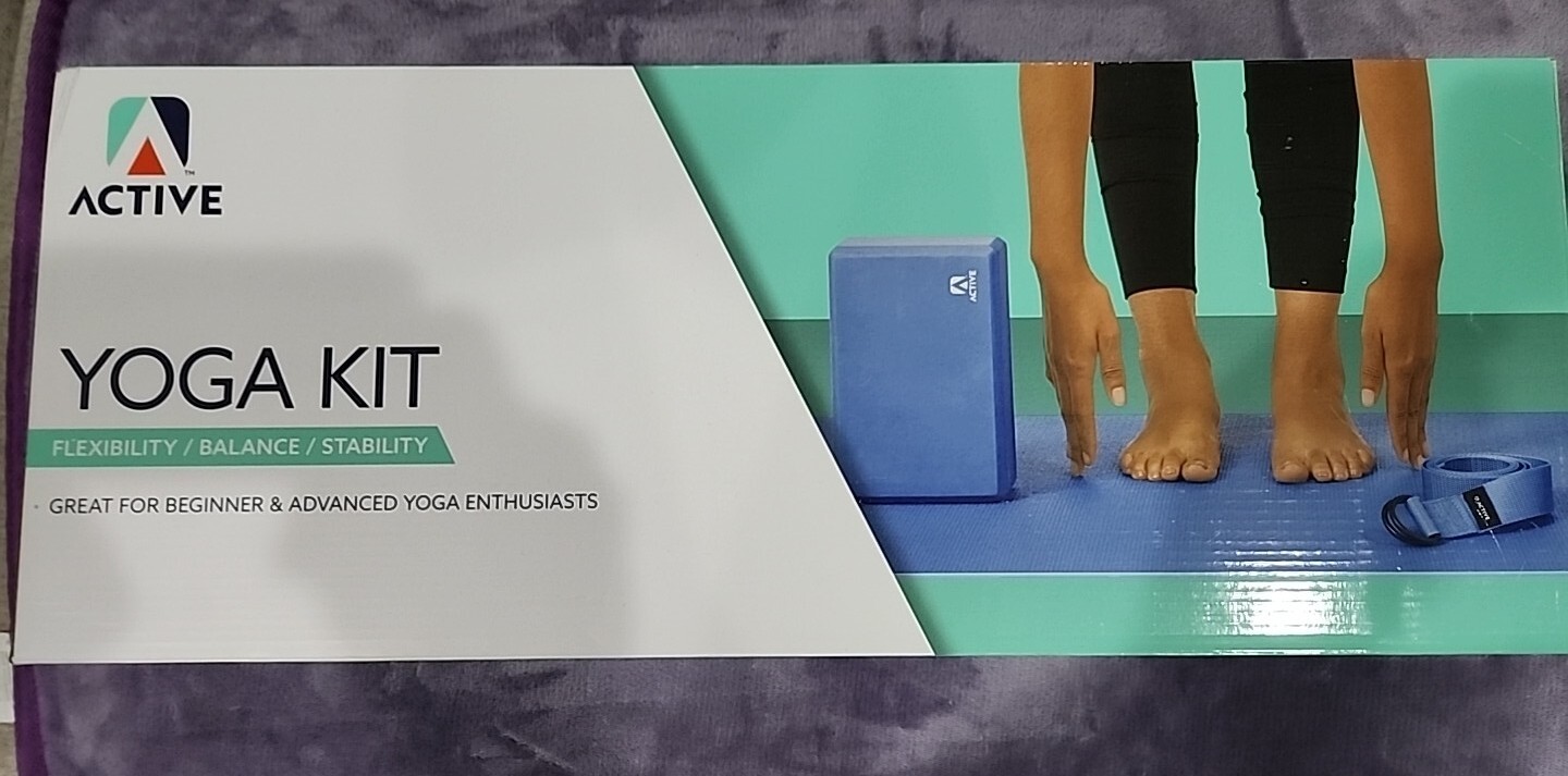 NEW ACTIVE Yoga Kit Includes Slip Resistant Yoga Mat, Yoga Block and Yoga Strap