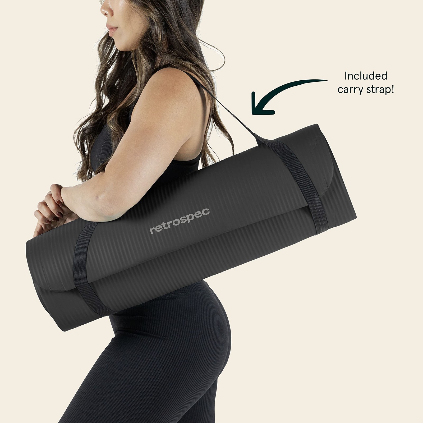 Retrospec Solana Yoga Mat 1/2&Prime; Thick w/Nylon Strap for Men 1/2 Inch, Graphite