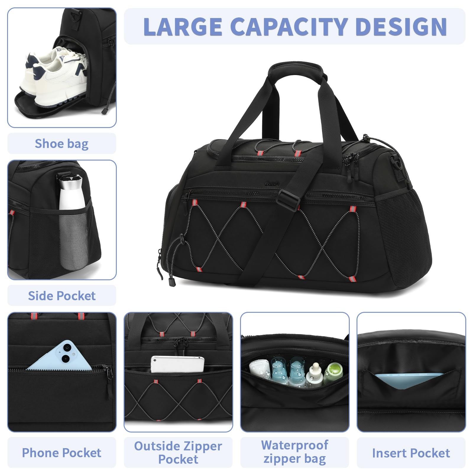 Gym Backpack for Women – 40L Duffel Bag with Shoe Compartment, Travel Weekend…