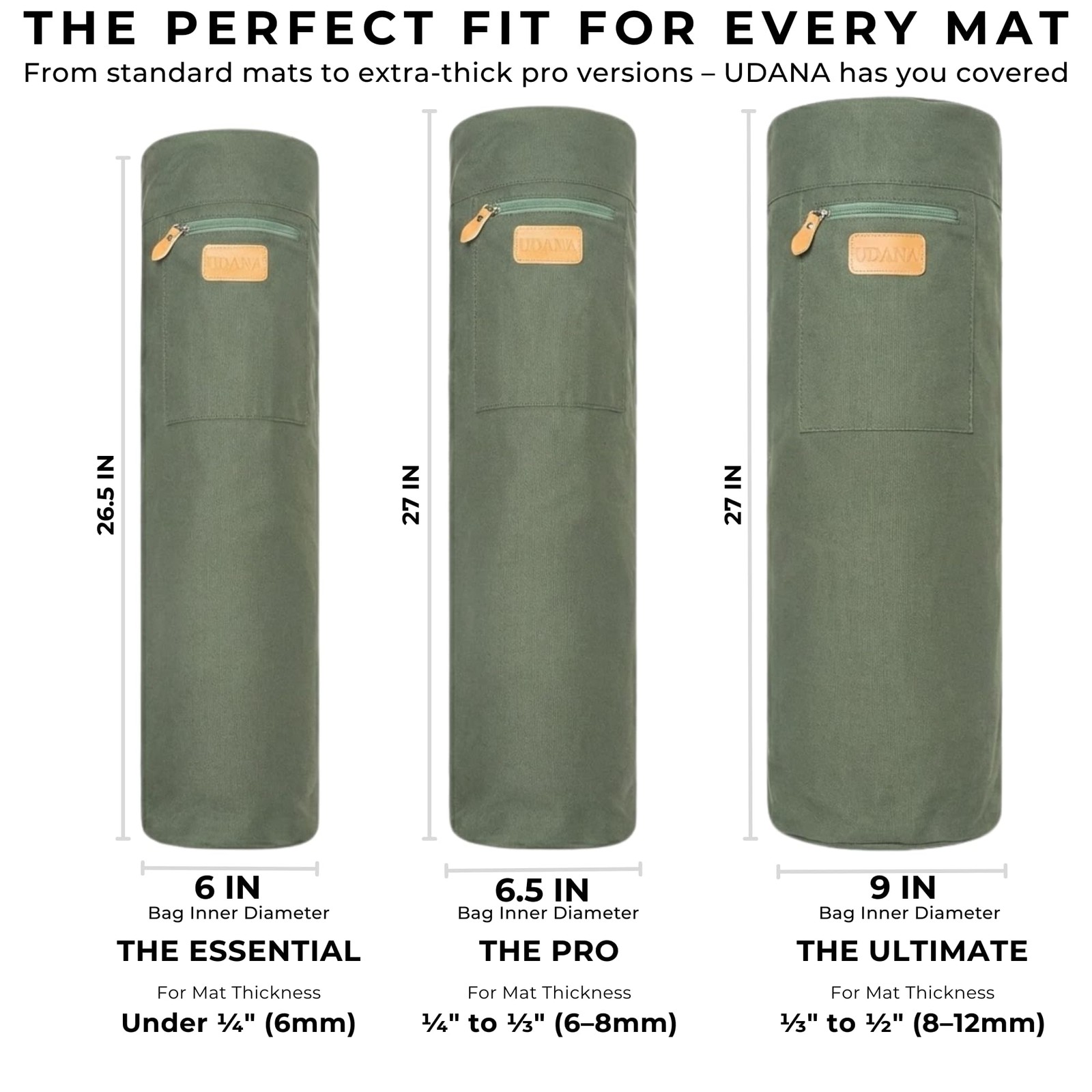 Large Yoga Mat Bag (18L) – Fits Rolled Mats up to 27&Prime; x 6.5&Prime; Diameter – Heavy…