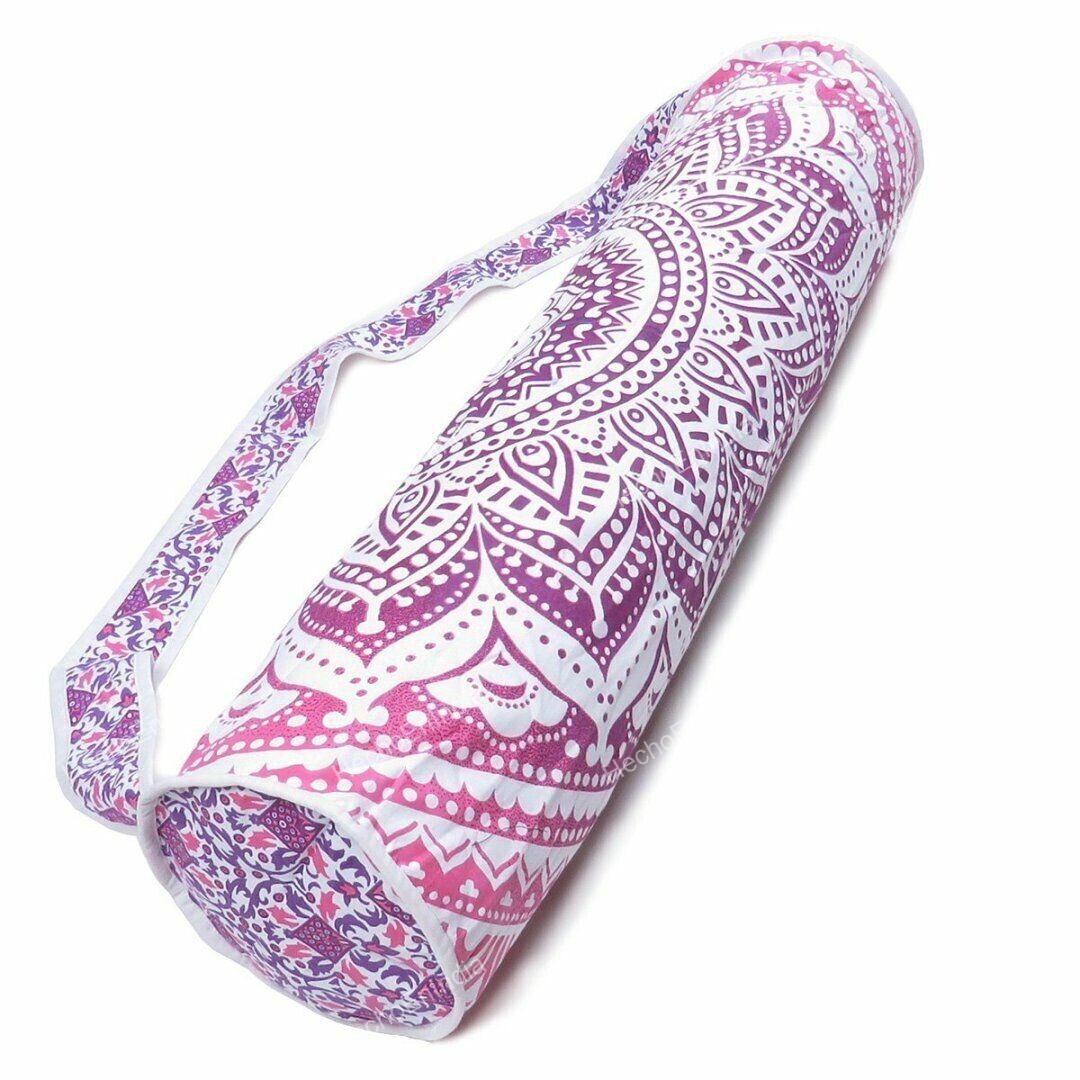 Multi color Indian Mandala Cotton Yoga Mat Bag With Adjustable Shoulder