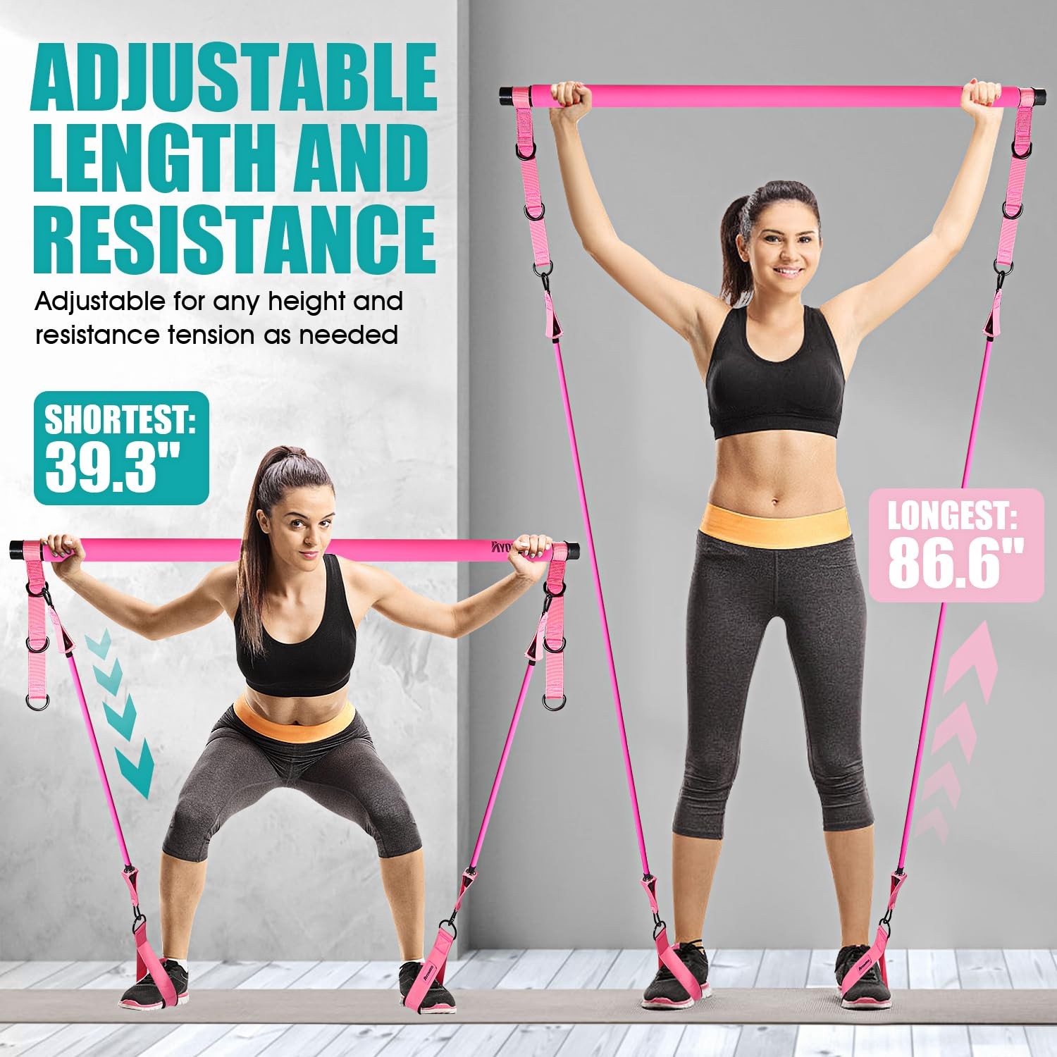 Ayombo Pilates Bar Kit with Resistance Bands – Adjustable Home Gym Equipment