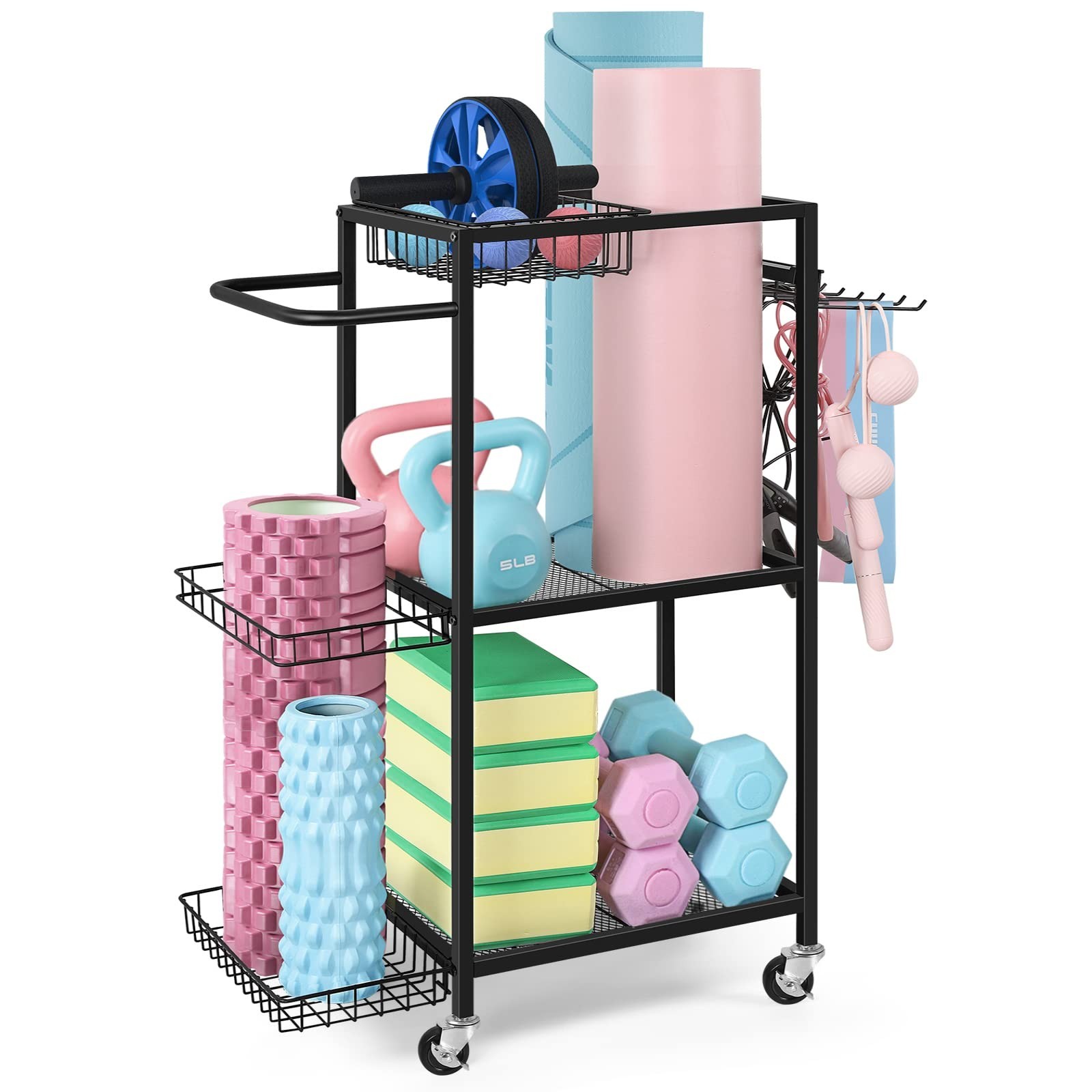 LIANTRAL Yoga Mat Storage Rack – Metal Gym Organizer for Yoga Mats, Foam Roll…