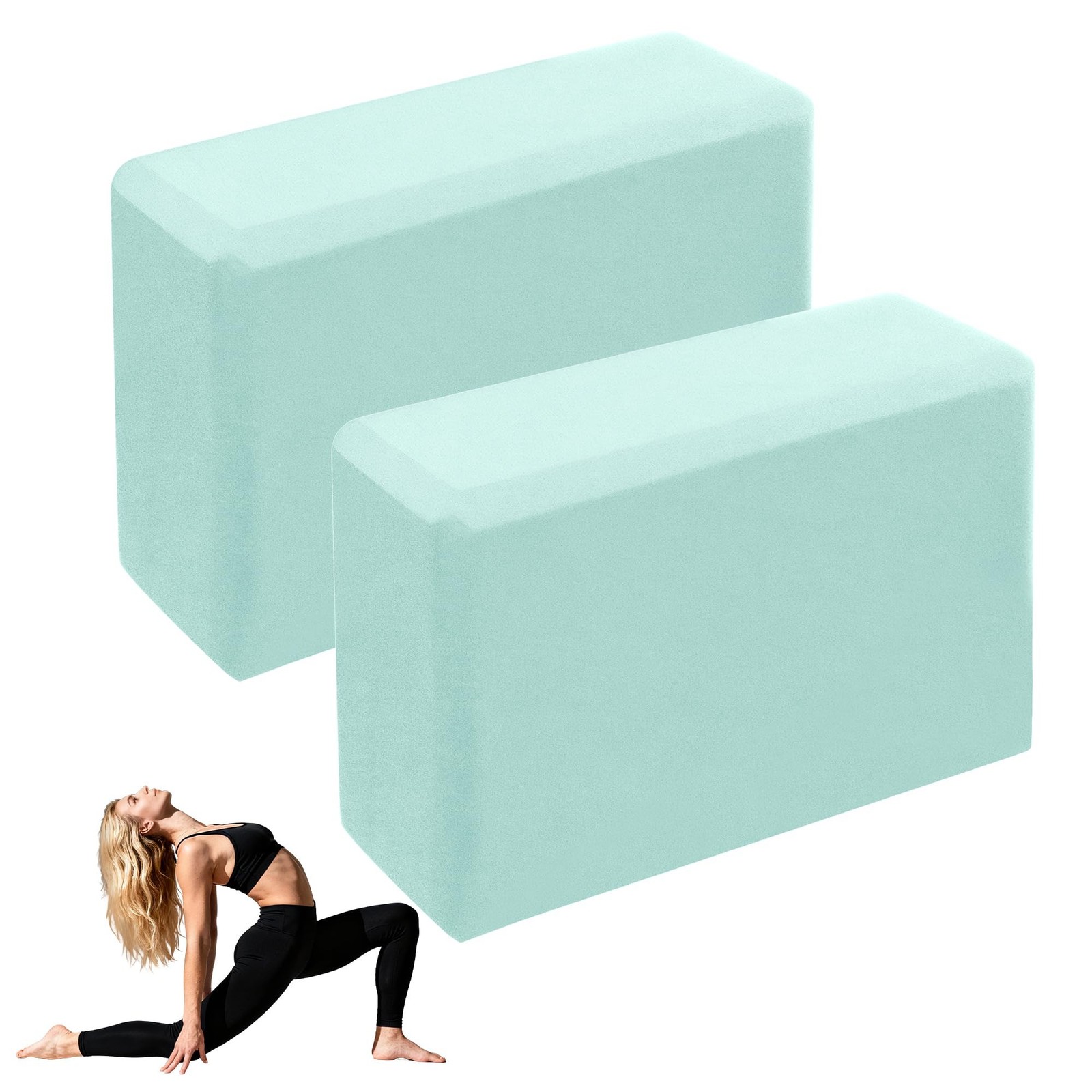 Leikefitness Yoga Blocks 2 Pack,Lightweight-High Density Eva Foam Soft Non-Sl…