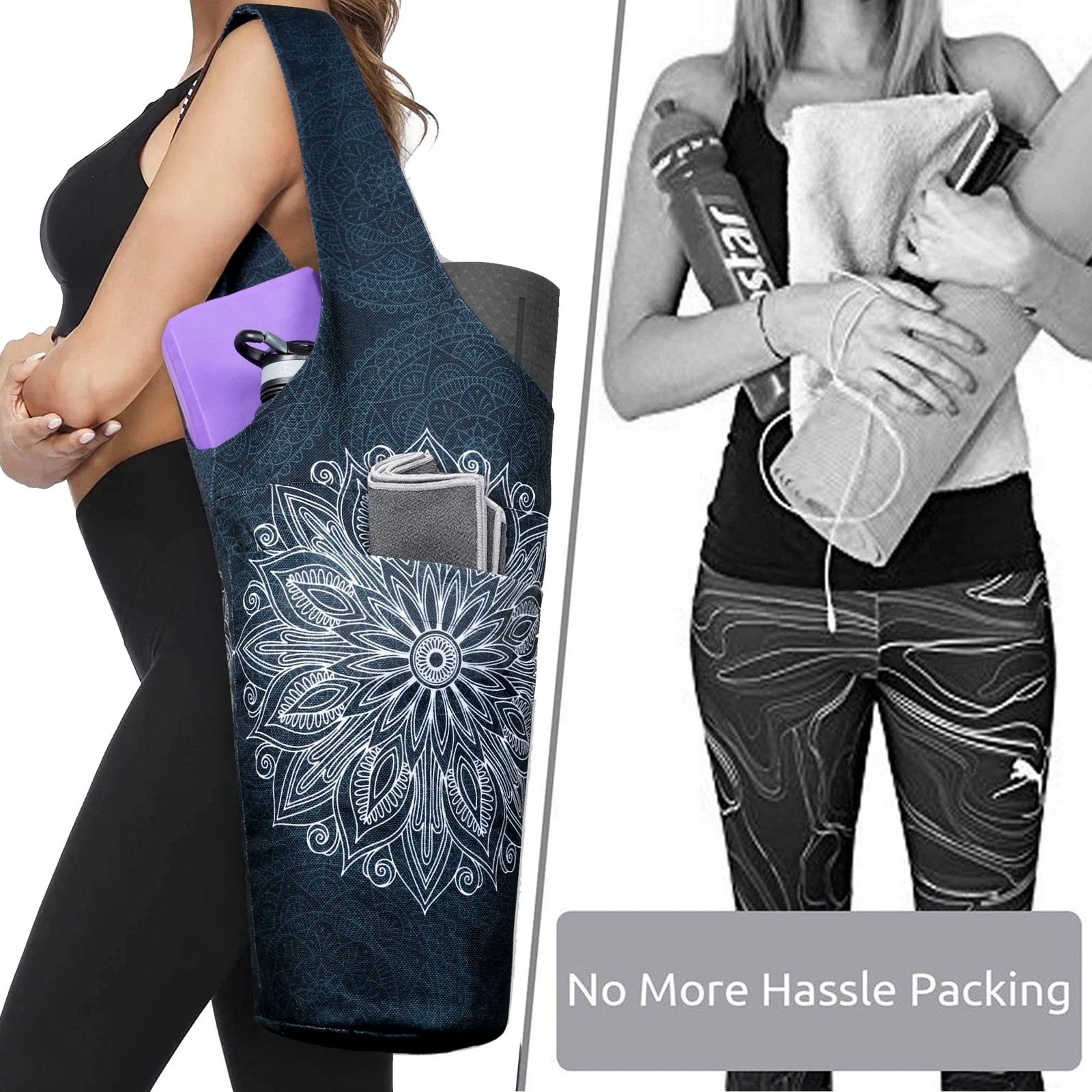 Yoga Mat Bag – Long Tote with Pockets – Holds More Yoga Accessories – Yoga Ba…