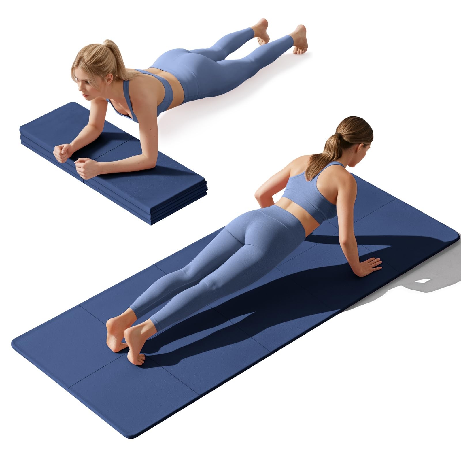Foldable Yoga Mat Non Slip, Pilates Fitness Mats – 72&Prime; x 24&Prime; x 0.16&Prime; Extra Wi…