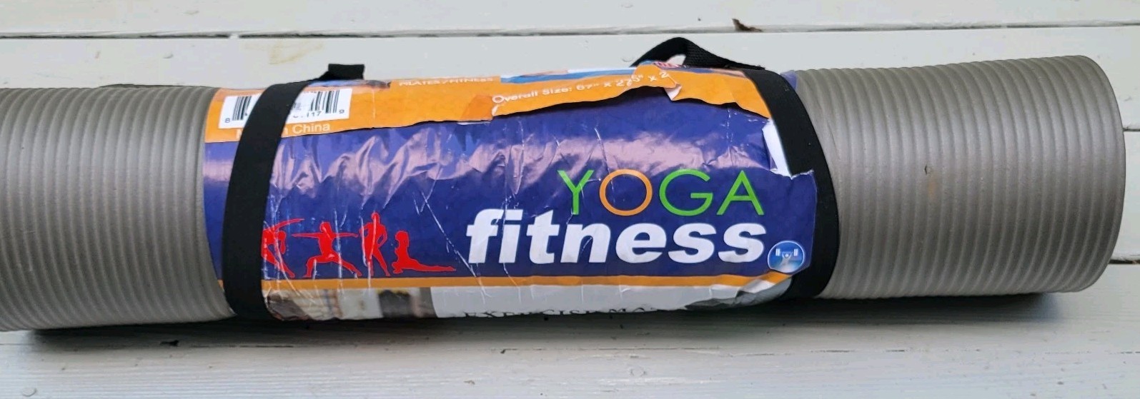 Thick Yoga/Fitness/ Pilates Ribbed Mat with Carrier Strap, 67&Prime; × 27.5&Prime; x 2/5