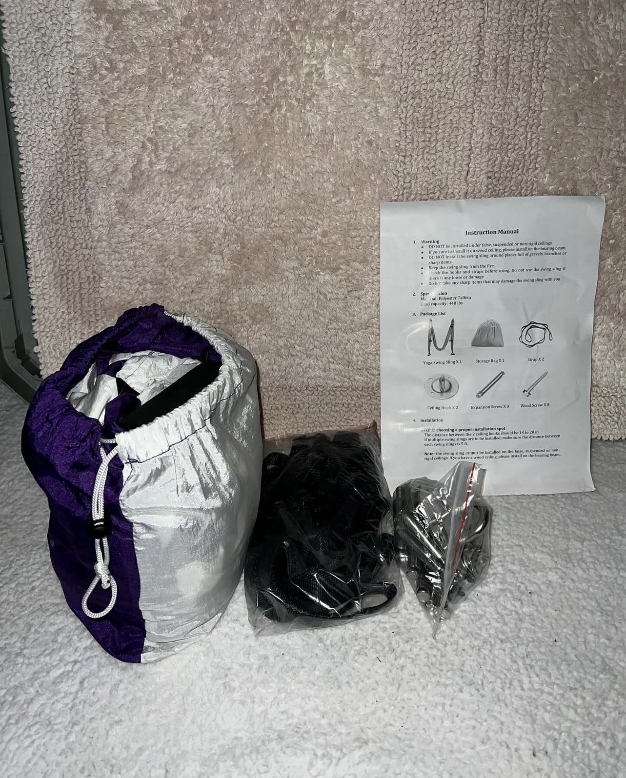 Trapeze Inversion Equipment Include 2 Extensions Straps and Ceiling Mounting
