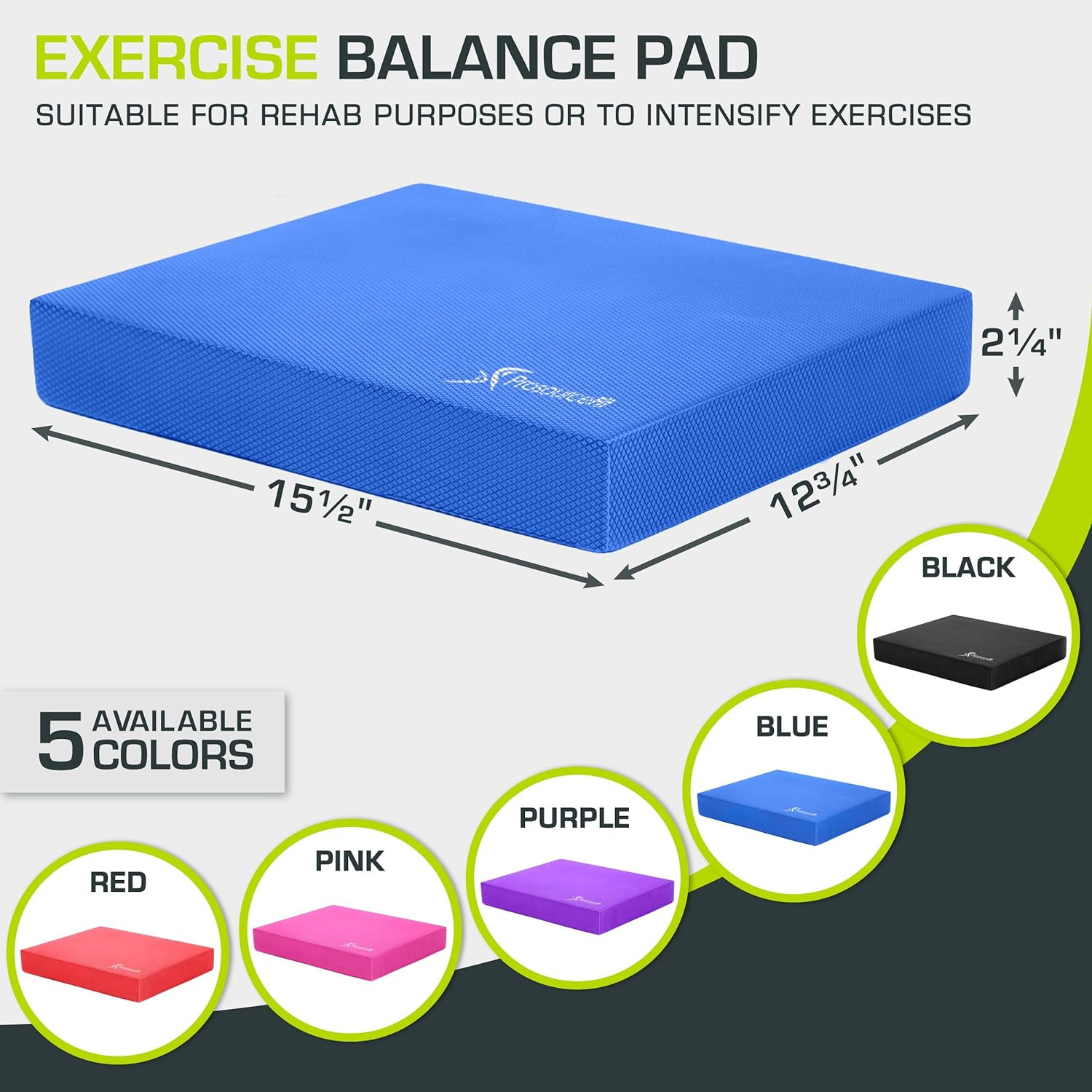 Exercise Balance Pad, Non-Slip Cushioned Foam Mat & Knee Pad for Fitness and Sta